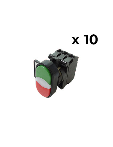Bouton poussoir composé lumineux vert et rouge